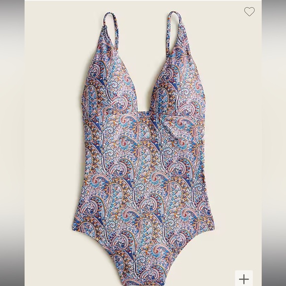 Plunge V-neck one-piece in Liberty® Tropical Prince paisley - Picture 1 of 4